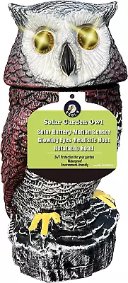 Solar Powered Garden Owl With Detection Flashing Eyes Rotating Head Realistic • $45.95