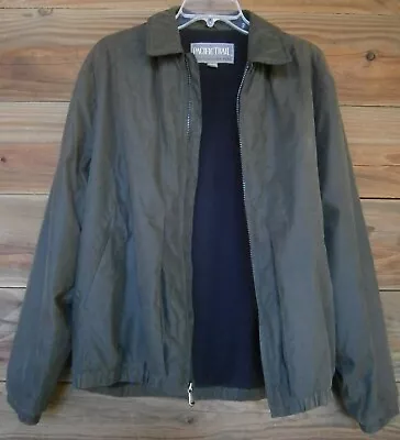 Pacific Trail Jacket Mens Medium Fleece Lined Brown Olive Full Zip WindBreaker • $11.95