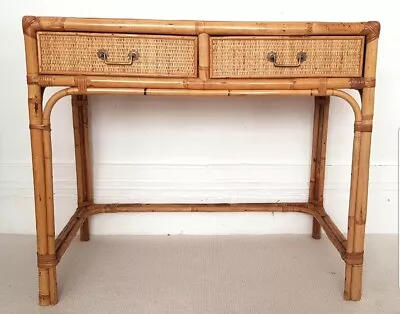 Vintage Angraves Bamboo Dressing Table Console Table Mid Century Rattan Desk. • £250