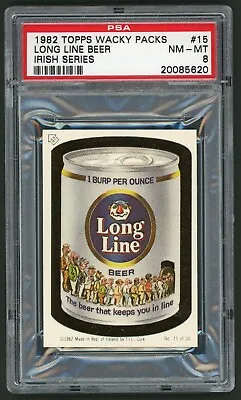 1982 / 85 Topps Wacky Packages Sticker Irish Series #15 Long Line Beer PSA 8 • $84.89