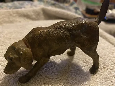 Vintage Cast Metal Bronze Colored Metal Pointer Hunting Dog Figurine • $30