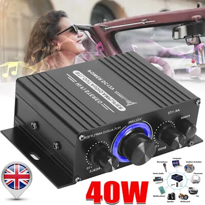 DC 12V HiFi Power Amplifier Mini Small Audio Digital Stereo Car FM AMP Home Use • £10.92