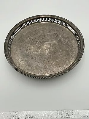 Vintage Leonard? Silver Plate Large Footed Etched Tray 15 ~Beautiful! • $19