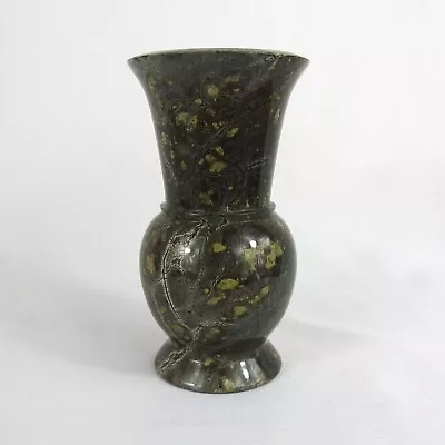 Vintage Marble Vase 5.25 Inches Green Grey White Vein Marble Pedestal Vase 1950s • £15.99