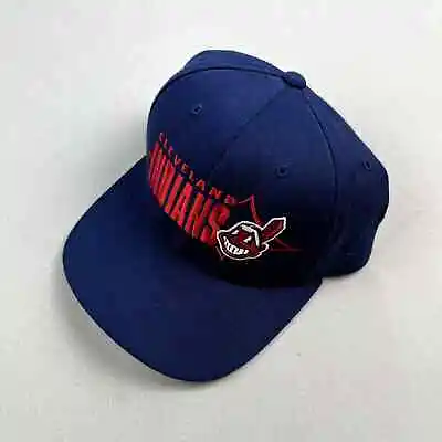 Vintage Cleveland Indians Hat Cap Snapback Navy Blue Starter MLB Adjustable 90s • $33.99