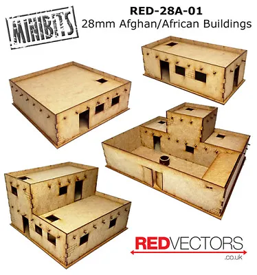 RED-28A-01 - 28mm Wargames - Afghan/African Buildings Set A (4 Buildings) • £28