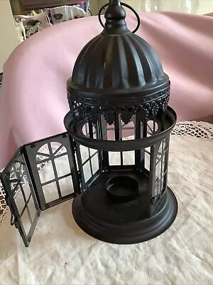 Black Lantern Candle Holder Metal Tealight Hanging Gift Ornament Decoration • £8.50