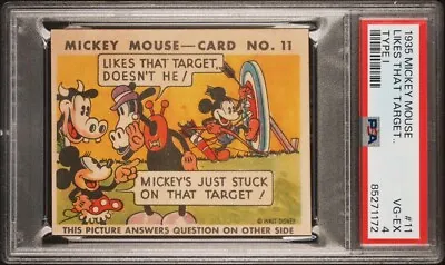 1935 Mickey Mouse Gum Card  #11 Type I  Likes That Target  (PSA 4 VG/EX) • $295
