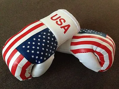 USA AMERICA AMERICAN FLAG Mini Boxing Gloves Ornaments BRAND NEW • $5.47