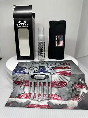 Oakley Eyeglass Cleaning Kit Lens Tactical Field Case Spray Bottle Cloth US FLAG • $19.95