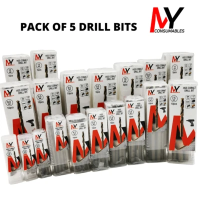 £6.49 • Buy 5 X Cobalt Drill Bits HSS Ground Flute For Stainless & Hard Steels 1mm-13mm