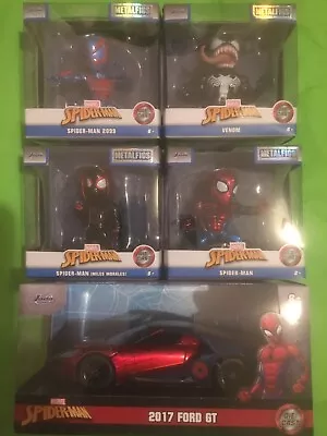 4 Jada Spiderman Metalfigs  (6 Cm) Plus Free Spiderman 2017 Ford GT - BNIP • £31.50