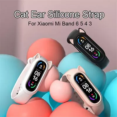 Watchband Soft Case WristBand Cat Ear Silicone Strap For Xiaomi Mi Band 6 5 4 3 • $11.65