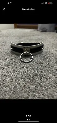 Men Women Punk Gothic O-Ring Black  White Collar Choker Necklace Halloween Gift • $12