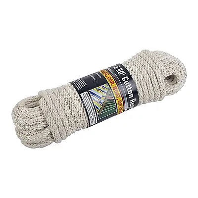 NEW 50' Ft Solid Braided COTTON ROPE 1/2  Thick 110 Lbs Load Boat Camping • $16.95