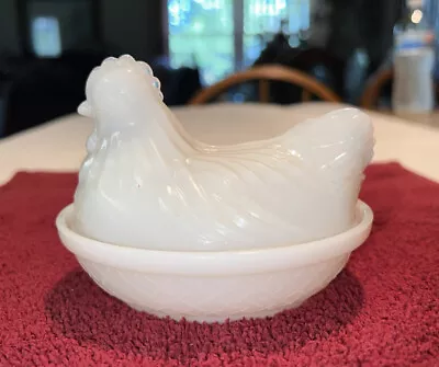 Vintage 1940’s Hazel Atlas Nesting Chicken Milk Glass Butter Dish • $49.99