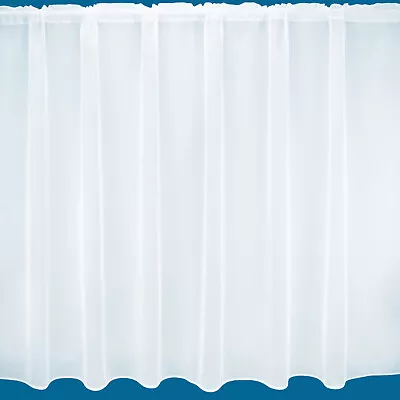 Plain Lead Weighted Voile Net Curtain In White -  Lyon  - Sold By The Metre • £2.99