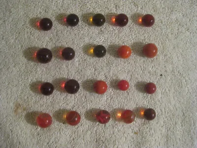 Vintage Red /Orange Clear-solid-cats Eye Glass Marbles Lot Of 20 • $3.99