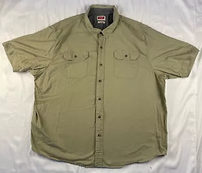 Wrangler Shirt Flex For Comfort 3XL Red Tag Short Sleeve Casual Tan Button Up • $16.99