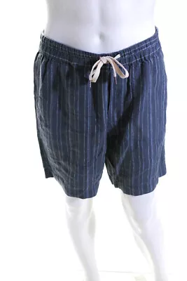 Vince Mens Gray Linen Striped Drawstring 9  Inseam Casual Shorts Size M • $42.01