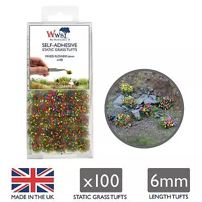 £6.99 • Buy 6mm Static Grass Tufts X 100 Mixed Flowers Model Railway Scenery Terrain