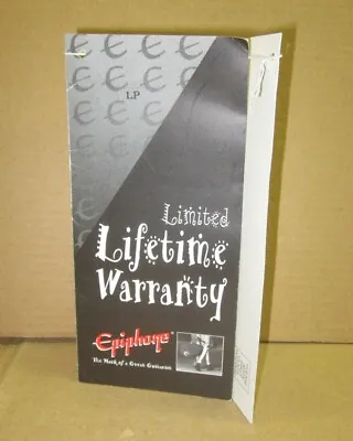EPIPHONE Black Beauty WARRANTY CARD HANG TAG  - Undated Likely 2005-2007 • $8.99