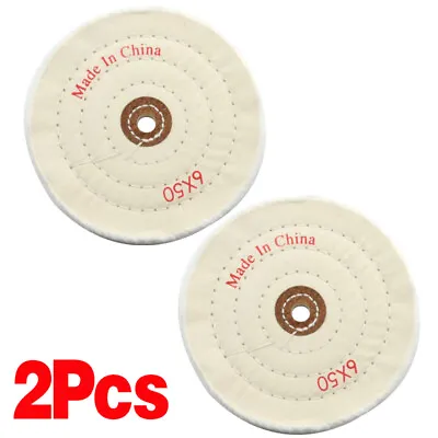 2x 150mm 6 Inch Cloth Buffing Polishing Wheel Mops Bench Grinder Buffer Disc Pad • £7.99
