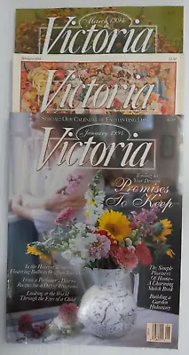 Lot Of 3 Vintage Victoria Magazine Jan/Feb/March  1994 Issue • $21.95