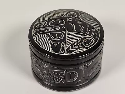 Carved Haida Resin Whale Canadian Trinket Box • $25