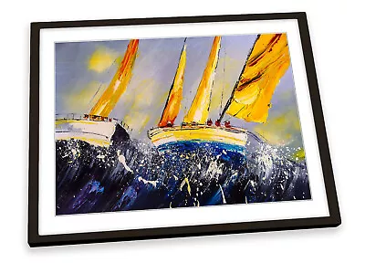 Sail Boat Race Yacht Multi-Coloured FRAMED ART PRINT Picture Poster Artwork • $64.99