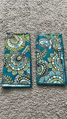 Vera Bradley Peacock Paisley Fabric Clothe Napkins Set Two Blue Green • $15