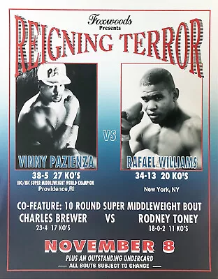 Original Vintage Vinny Pazienza Vs. Rafael Williams Rare Boxing Fight Poster • $79.95