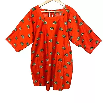 Vintage Design House Art Smock Apron Happy Snails Orange Cotton • $29.95