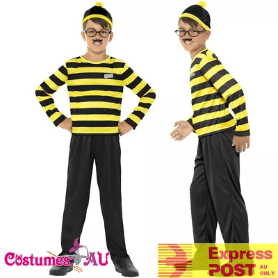 Child Odlaw Wheres Wally Boys Costume Kids Cartoon Waldo Where's Wally Book Week • $35.14