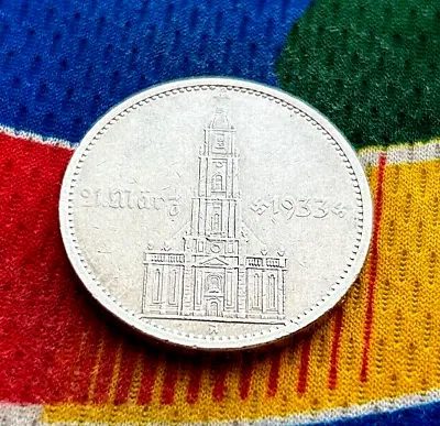  1934 A 5 Mark German WW2 90% SILVER  Garrisonkirche W/D 3rd Reich Coin  • $35.99