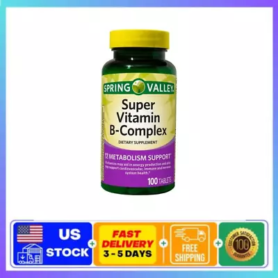Spring Valley Super Vitamin B-Complex Tablets Dietary Supplement 100 Count • $8.99
