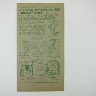 Nabisco Shredded Wheat Straight Arrow Indian Book 4 Card 36 Masks Vintage 1952 • $9.99