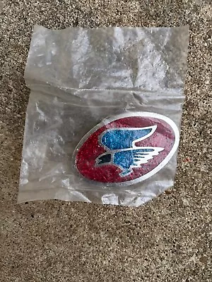 Vtg New Eagle Belt Buckle Inlay Stone NOS Silvertone Turquoise Red Stones • $24