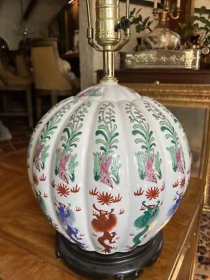 Vintage Chinese Asian Lamp Dragons Birds Melon Gourd • $249