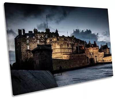 Edinburgh Castle Night Picture SINGLE CANVAS WALL ART Print • £54.99