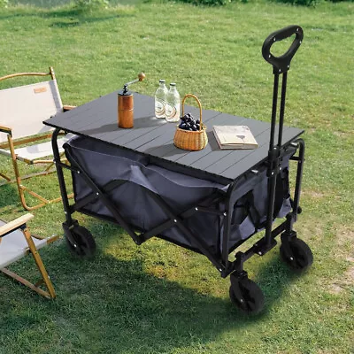 Folding Collapsible Camping Beach Trolley Cart Wagon Shopping Cart Wheelbarrow • £59.95