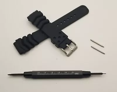 Genuine SEIKO Z22 22MM DIVER STRAP BLACK 4FY8JZ W/TOOL SPRING BARS SKX007 SKX009 • $15.95