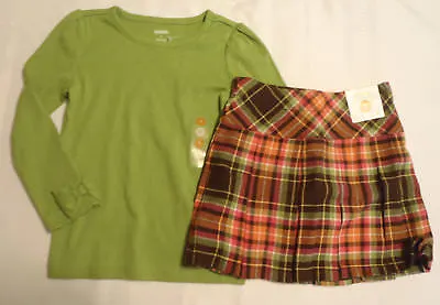 GYMBOREE Size 3 Fall For Autumn Green Shirt Plaid Adjustable Skirt Outfit NWT • $24