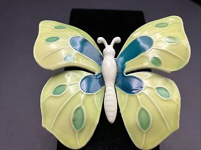 Vintage Green WEST Germany ENAMEL BUTTERFLY Brooch/Pin. • $13