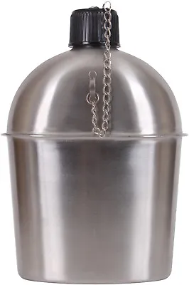Stainless Steel Canteen 1.3 Qt Portable Water Bottle Camping Travel Military • $25.99