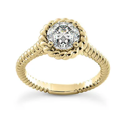 Diamond Engagement Ring Round Shape D VS2 Treated 14K Yellow Gold 0.90 Carat • $2675