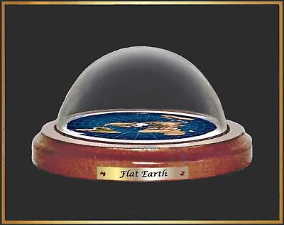 Flat Earth Map Dome Display Model - Wood Base Acrylic Dome Gift • $27.95