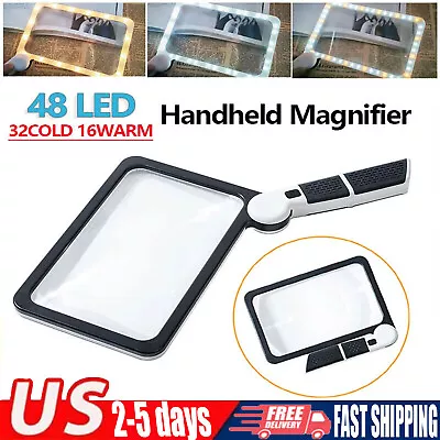 Handheld Magnifying Glass With 48 LED Light 5X High Power Illuminated Magnifier • $14.44