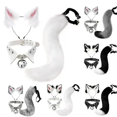 Faux Fur Wolf Ears Headband Furry Long Tail Anime Halloween Cosplay Costume • $26.64