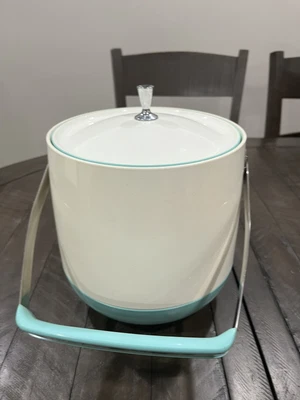 $69.99 • Buy Round Turquoise Atomic Ice Bucket Barware Bopp Decker Style Dinex Servaware